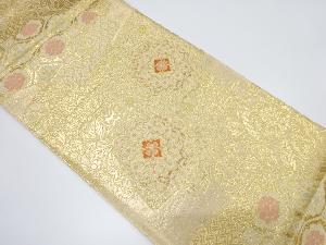 地紙に華紋・花・古典柄模様織出し袋帯